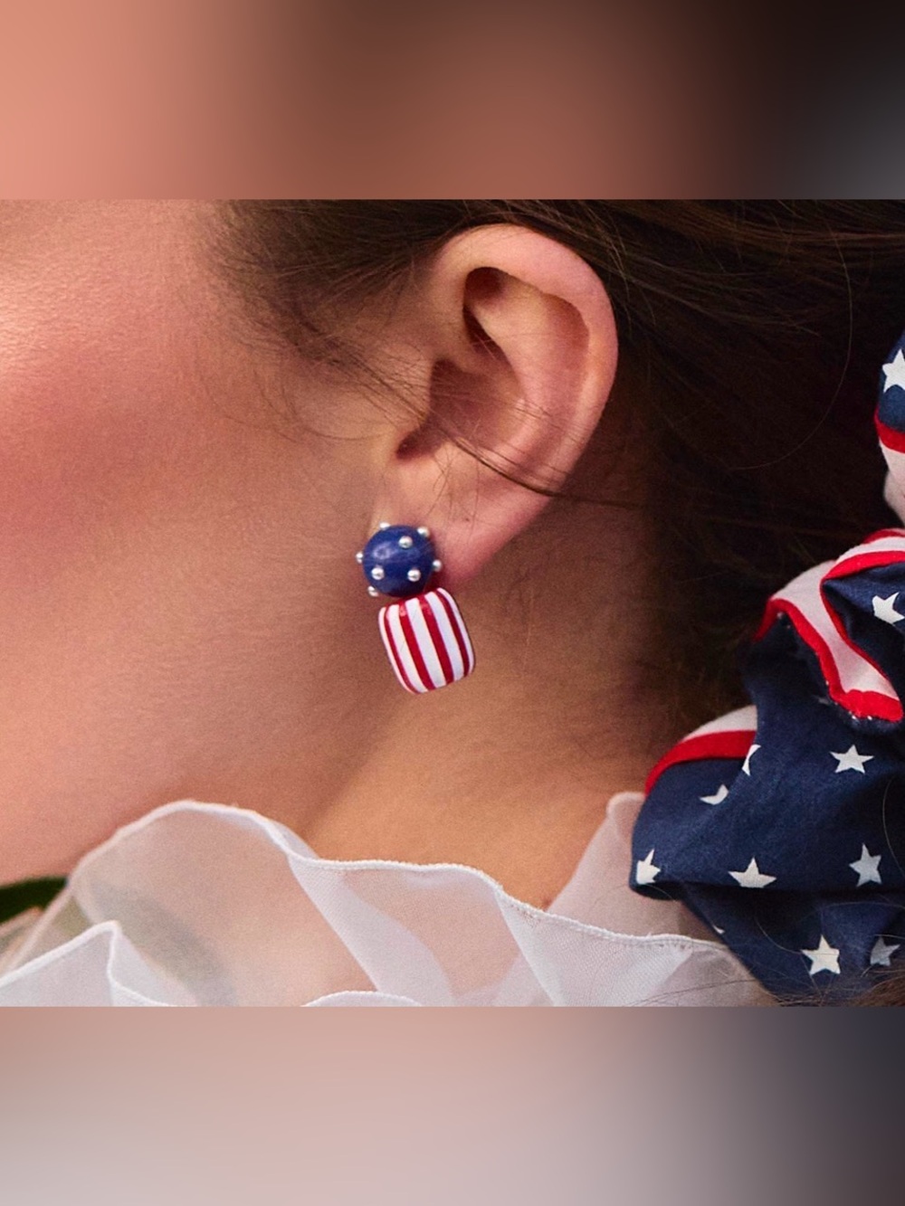 🩶LELE SADOUGHI AMERICANA STARS AND STRIPES STUDS EARRINGS - NWT🩶 - Picture 2 of 3